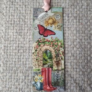 Garden Themed Bookmark with Red Butterfly